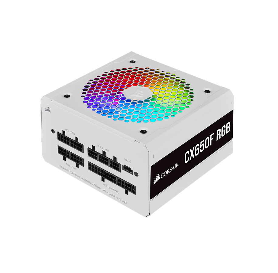 Strømforsyning - Corsair CX650F RGB - White Strømforsyning - 650 Watt - 120 mm - ATX - 80 Plus Bronze certified - CP-9020226-EU