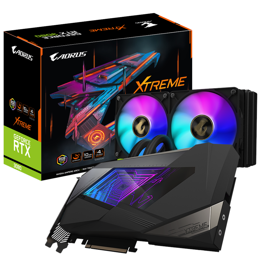 Grafikkort - GIGABYTE GeForce RTX 3080 AORUS WaterForce Xtreme - 10GB GDDR6X RAM - Grafikkort *DEMO* - GV-N3080AORUSX W-10GD