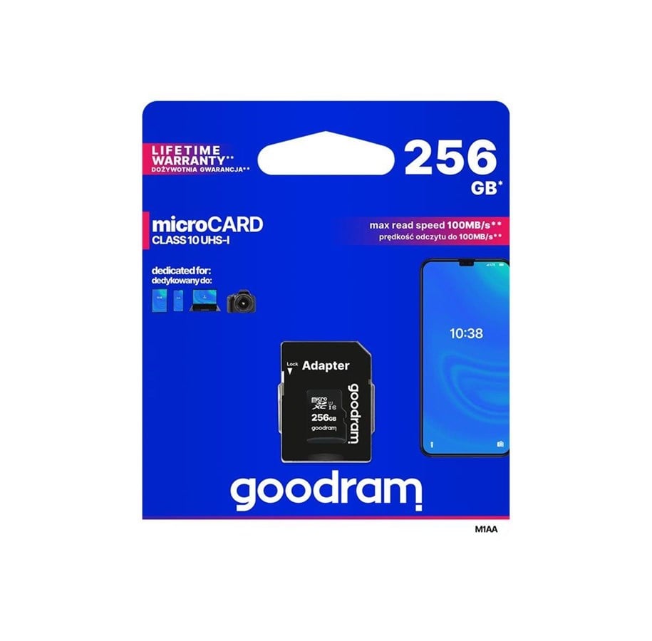 Hukommelseskort - GOODRAM memory card Micro SDXC 256GB Class 10 UHS - M1AA-2560R12