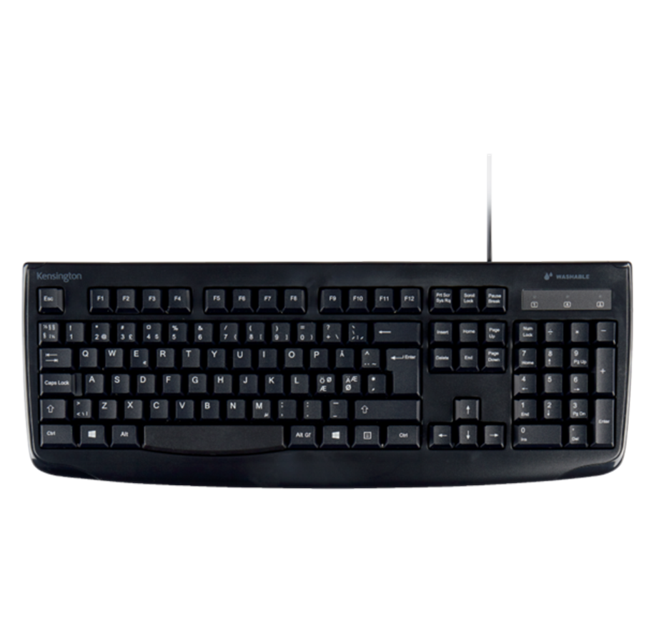 Tastatur - Kensington Pro Fit® vaskbart USB-tastatur nordisk layout, sort - Tastatur - Sort - K64407PN