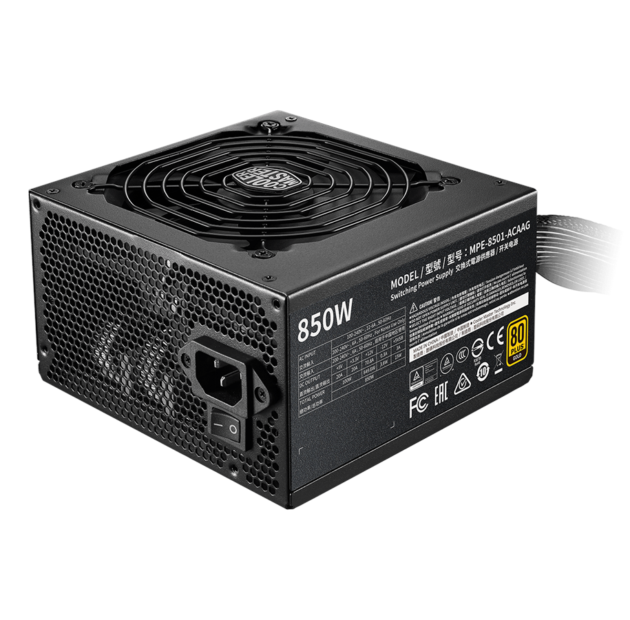 Strømforsyning - Cooler Master MWE Gold V2 Strømforsyning - 850 Watt - 120 mm - ATX - 80 Plus Gold certified - MPE-8501-ACAAG-EU