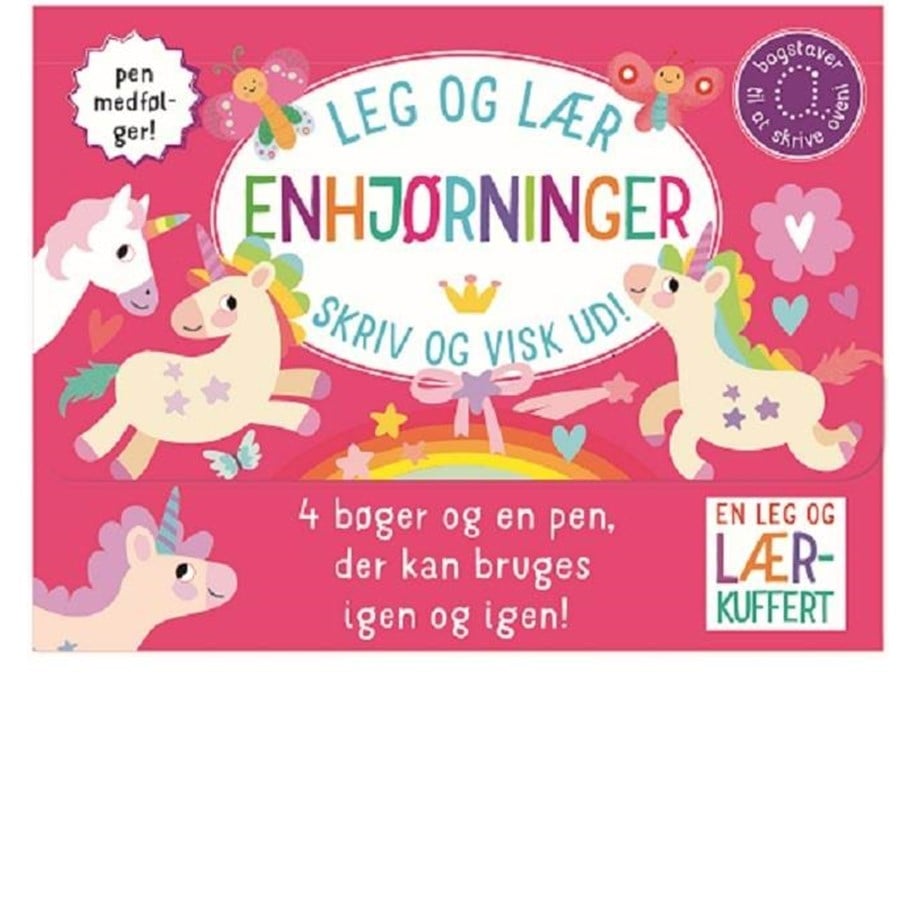 Børnebøger - Skriv og visk ud! Leg og lær kuffert - Enhjørninger - Børnebog - *DEMO* - 9788771315899