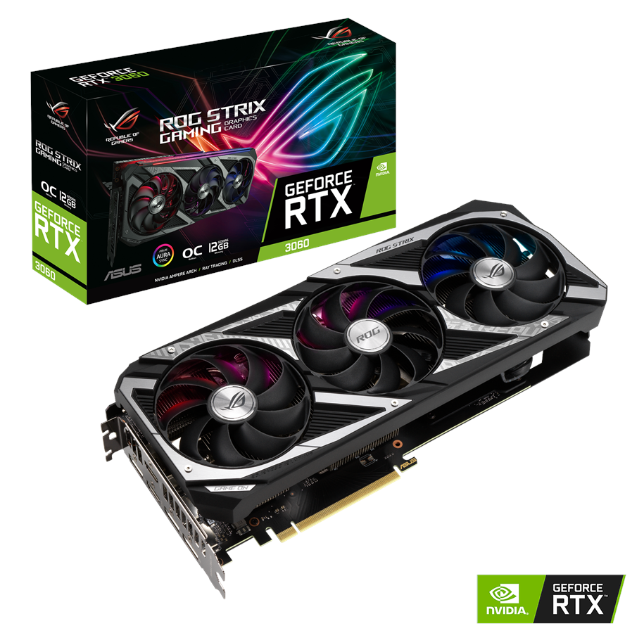 Grafikkort - ASUS GeForce RTX 3060 ROG STRIX OC - 12GB GDDR6 RAM - Grafikkort - 90YV0GC2-M0NA00