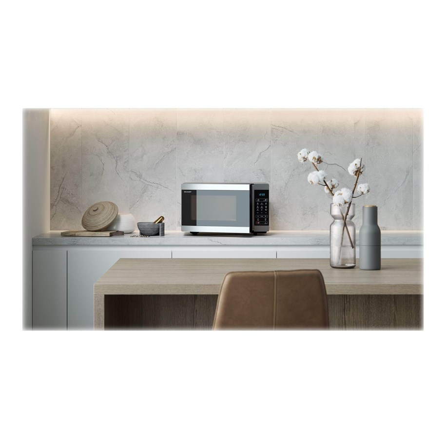 Mikro/miniovn - Sharp YC-MG81E-S - microwave oven with grill - freestanding - silver/black - YC-MG81E-S