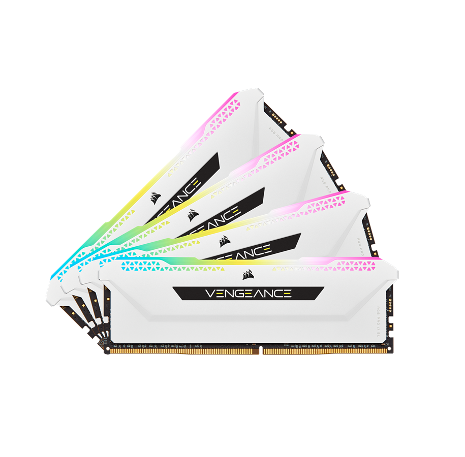RAM - Corsair Vengeance RGB PRO SL DDR4-3200 - 32GB - CL16 - Quad Channel (4 pcs) - Intel XMP - Hvid med RGB - CMH32GX4M4E3200C16W