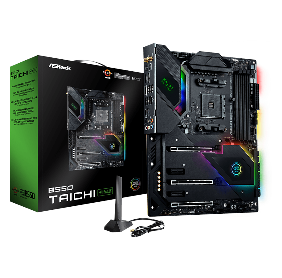 Bundkort - ASRock B550 Taichi - Razer Edition Bundkort - AMD B550 - AMD AM4 socket - DDR4 RAM - ATX - 90-MXBEN0-A0UAYZ