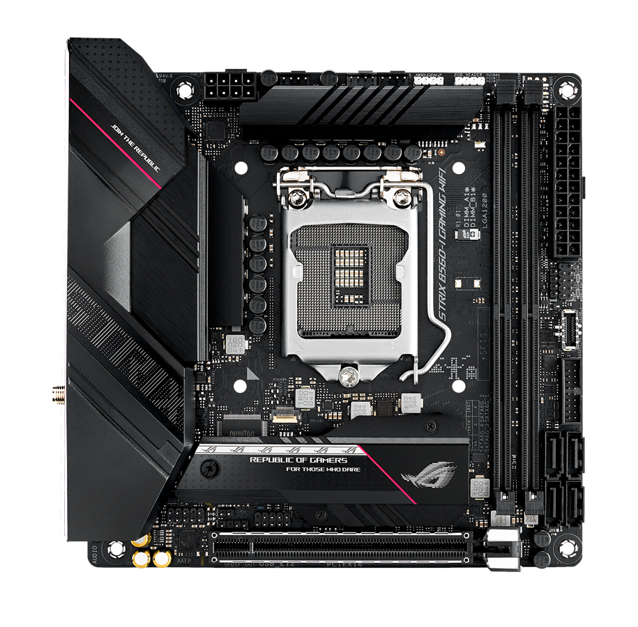Bundkort - ASUS ROG STRIX B560-I GAMING WIFI Bundkort - Intel B560 - Intel LGA1200 socket - DDR4 RAM - Mini-ITX - 90MB16Y0-M0EAY0
