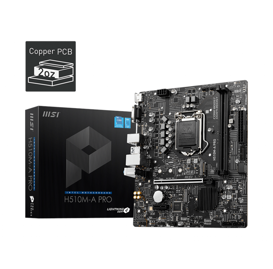 Bundkort - MSI H510M-A PRO Bundkort - Intel H510 - Intel LGA1200 socket - DDR4 RAM - Micro-ATX - H510M-A PRO