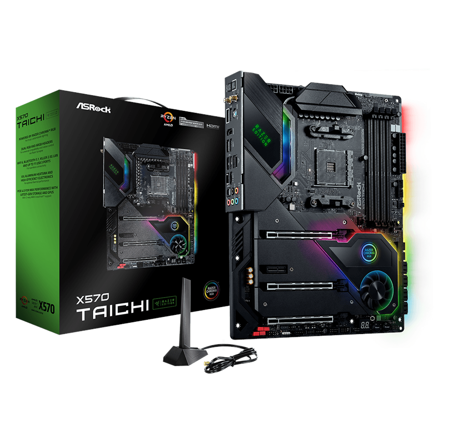 Bundkort - ASRock X570 Taichi - Razer Edition Bundkort - AMD X570 - AMD AM4 socket - DDR4 RAM - ATX - 90-MXBEY0-A0UAYZ
