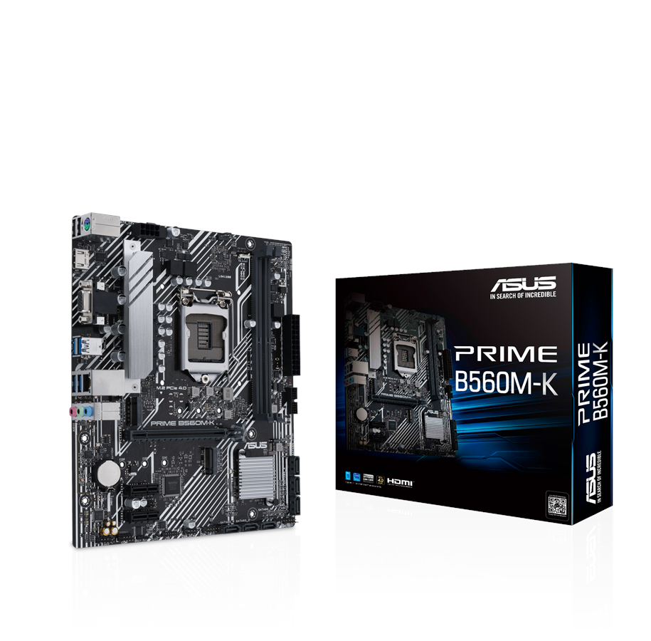 Bundkort - ASUS PRIME B560M-K Bundkort - Intel B560 - Intel LGA1200 - DDR4 RAM - Micro-ATX - 90MB16S0-M0EAY0
