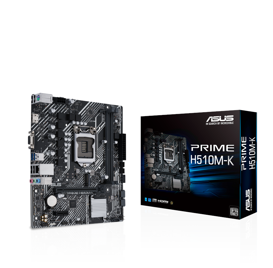 Bundkort - ASUS PRIME H510M-K Bundkort - Intel H510 - Intel LGA1200 socket - DDR4 RAM - Micro-ATX - 90MB17N0-M0EAY0
