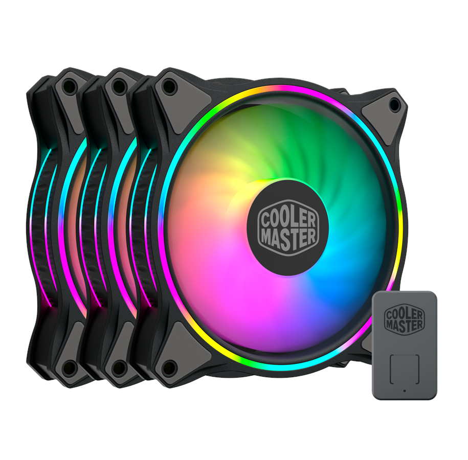 Kabinet Køler - Cooler Master MasterFan MF120 HALO 3in1 - Kabinet køler - 120mm - Sort med RGB LED lys - 30 dBA - MFL-B2DN-183PA-R1