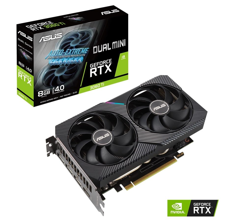 Grafikkort - ASUS GeForce RTX 3060 Ti DUAL MINI V2 LHR - 8GB GDDR6 RAM - Grafikkort - 90YV0FT3-M0NA00