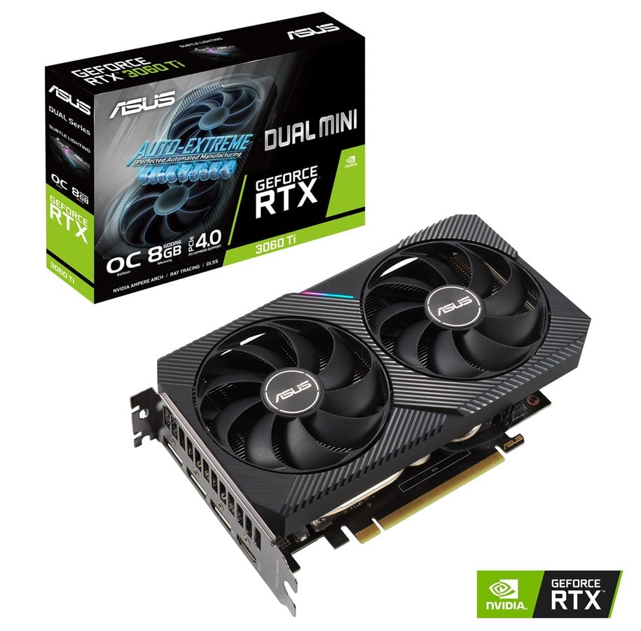 Grafikkort - ASUS GeForce RTX 3060 Ti DUAL MINI OC V2 LHR - 8GB GDDR6 RAM - Grafikkort - 90YV0FT2-M0NA00