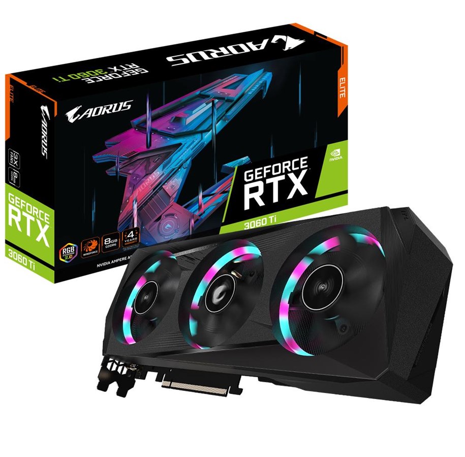 Grafikkort - GIGABYTE GeForce RTX 3060 Ti AORUS Elite LHR - 8GB GDDR6 RAM - Grafikkort - GV-N306TAORUS E-8GD 2.0