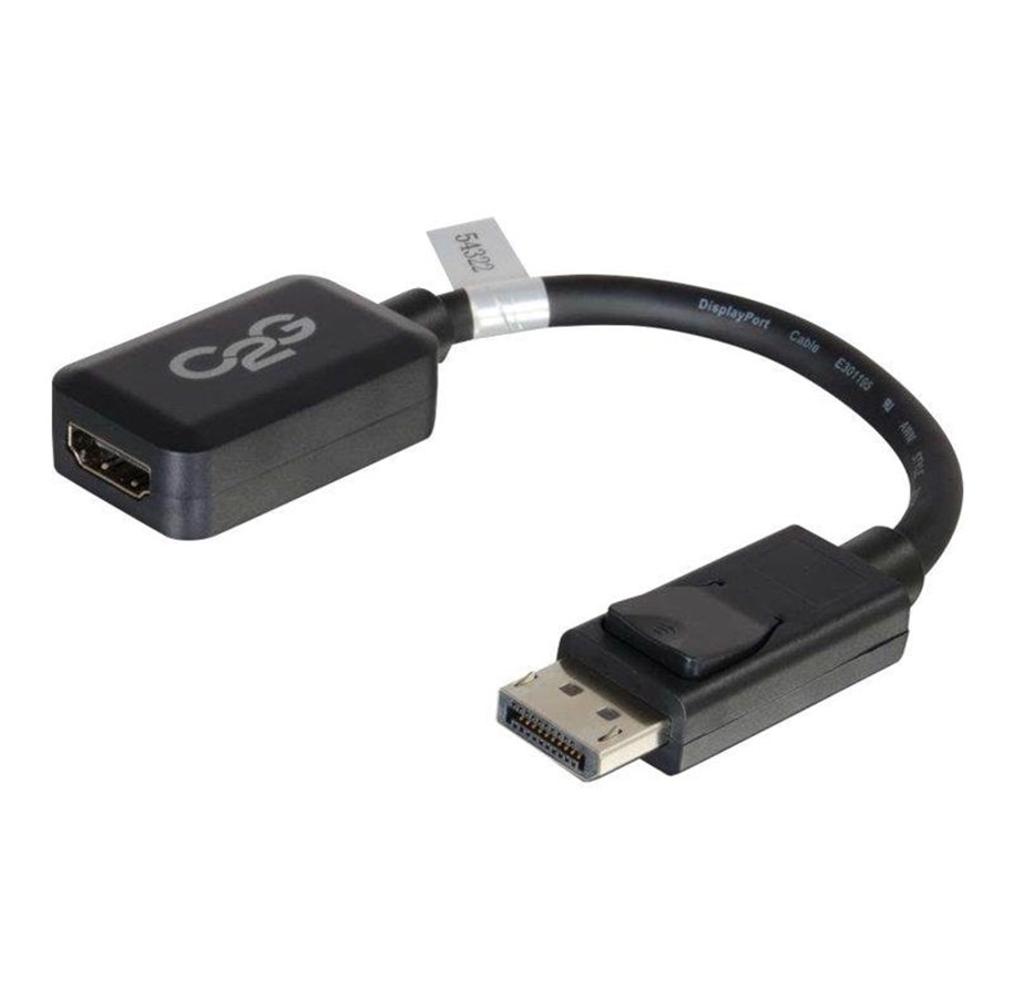 Kabler, ledninger, afdækning og brandsikring - C2G 20cm DisplayPort to HDMI Adapter - DP Male to HDMI Female - Black - DisplayPort cable - 20 cm - 84322