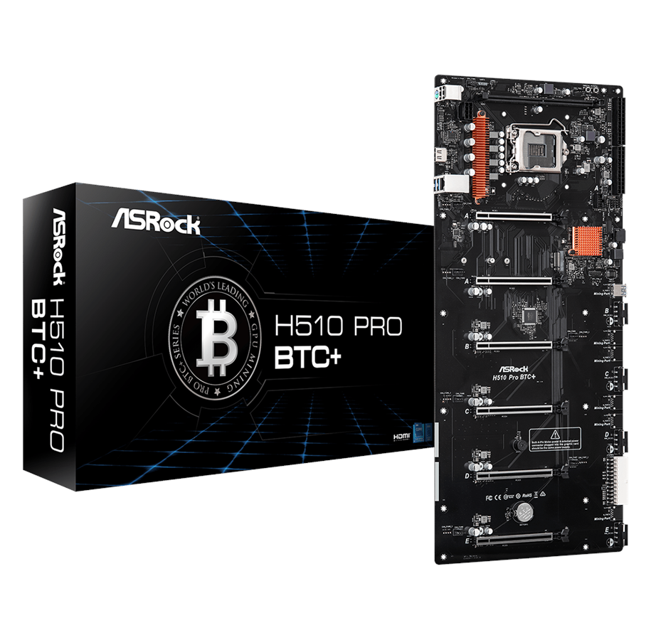 Bundkort - ASRock H510 PRO BTC+ Bundkort - Intel H510 - Intel LGA1200 socket - DDR4 RAM - ATX - 90-MXBGL0-A0UAYZ