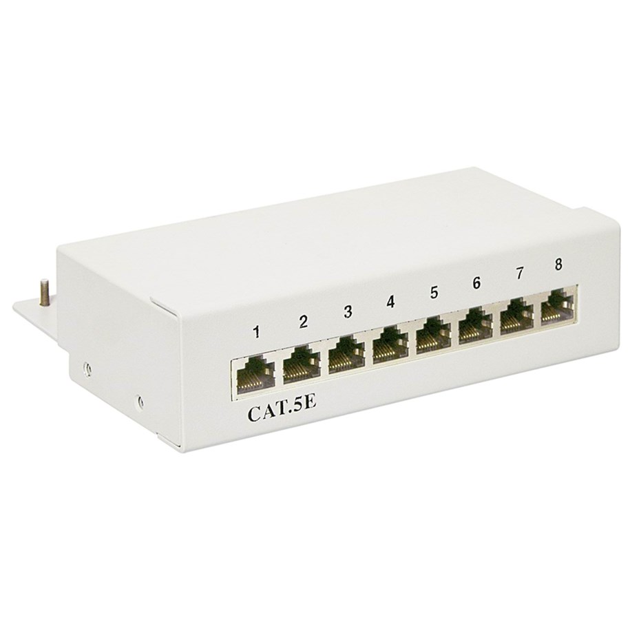 Netværkskabel - Pro CAT 5e Mini/Desktop Patch Panel 8 Port grey - ST - 4040849688829