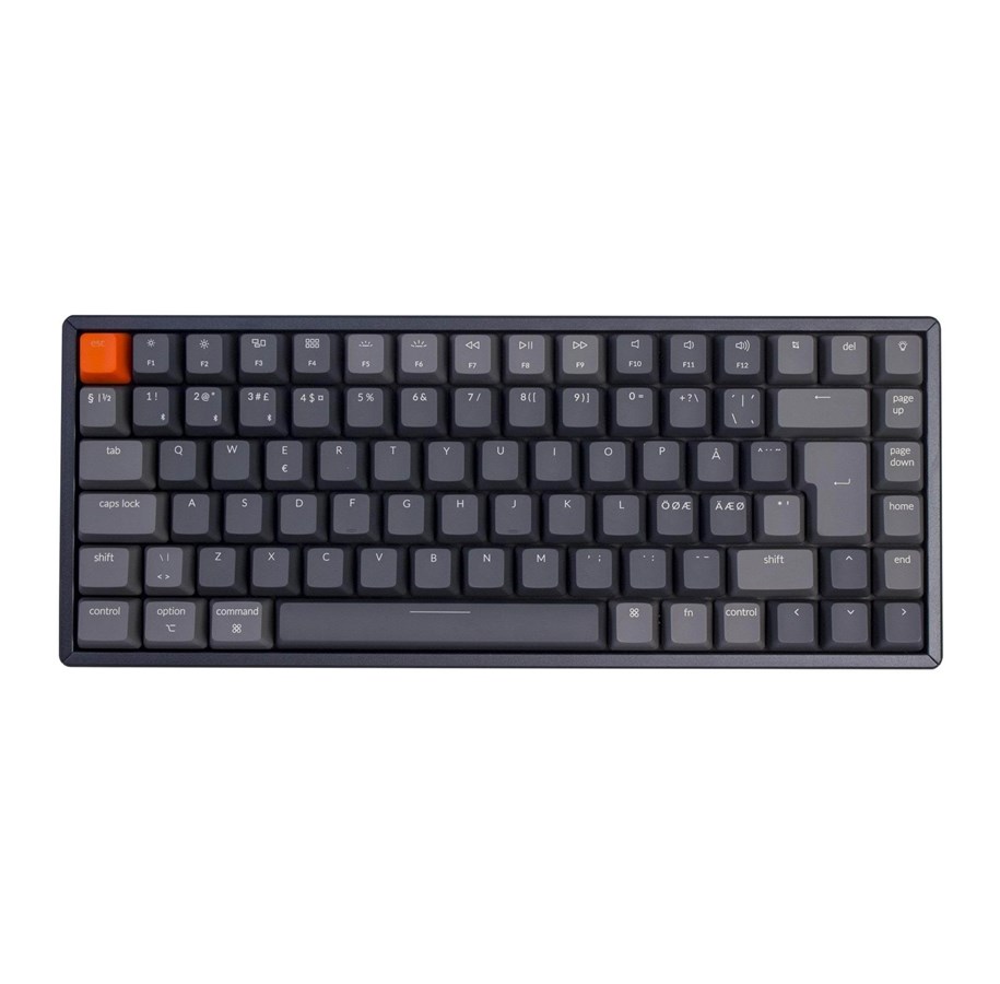 Tastatur - Keychron K2 V2 - RGB backlit - Gateron Red - Aluminium - Gaming Tastatur - Uden Numpad - Nordisk - Sort - K2-C1