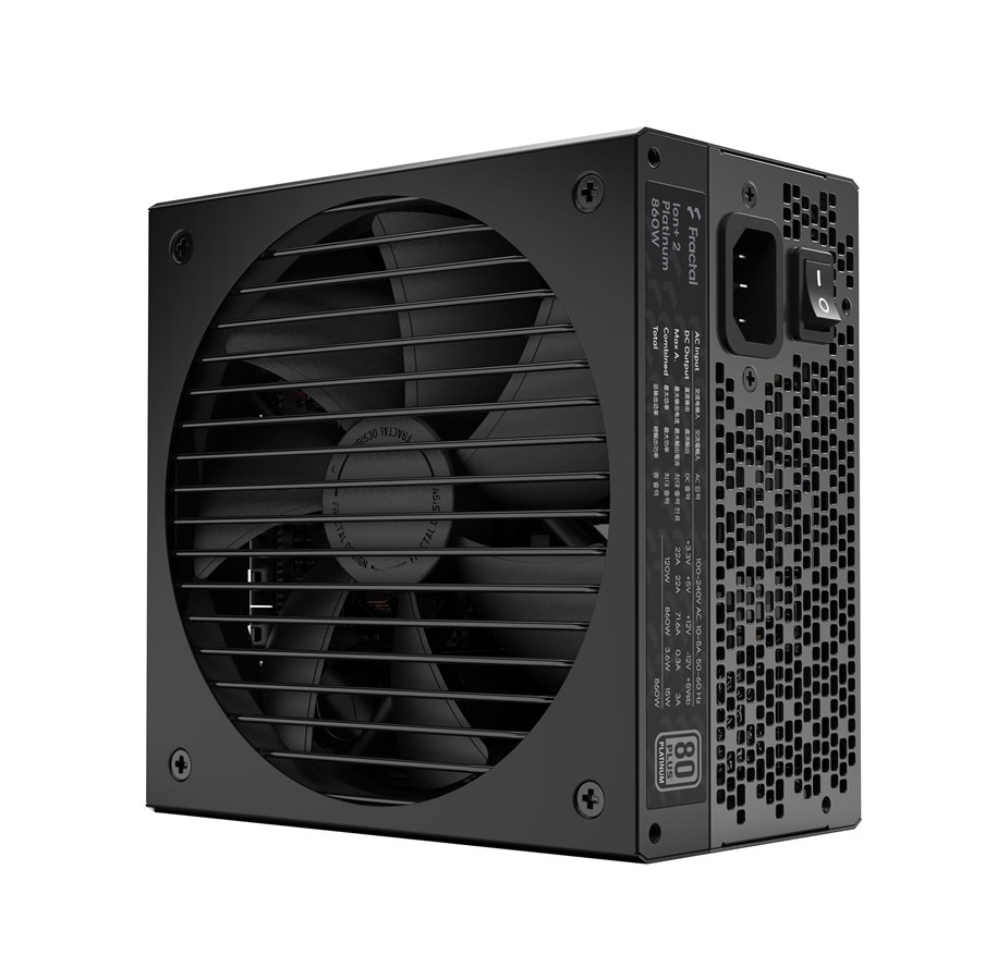Strømforsyning - Fractal Design ION+ 2 Platinum Strømforsyning - 860 Watt - 140 mm - ATX 2.52 - 80 Plus Platinum certified - FD-P-IA2P-860-EU