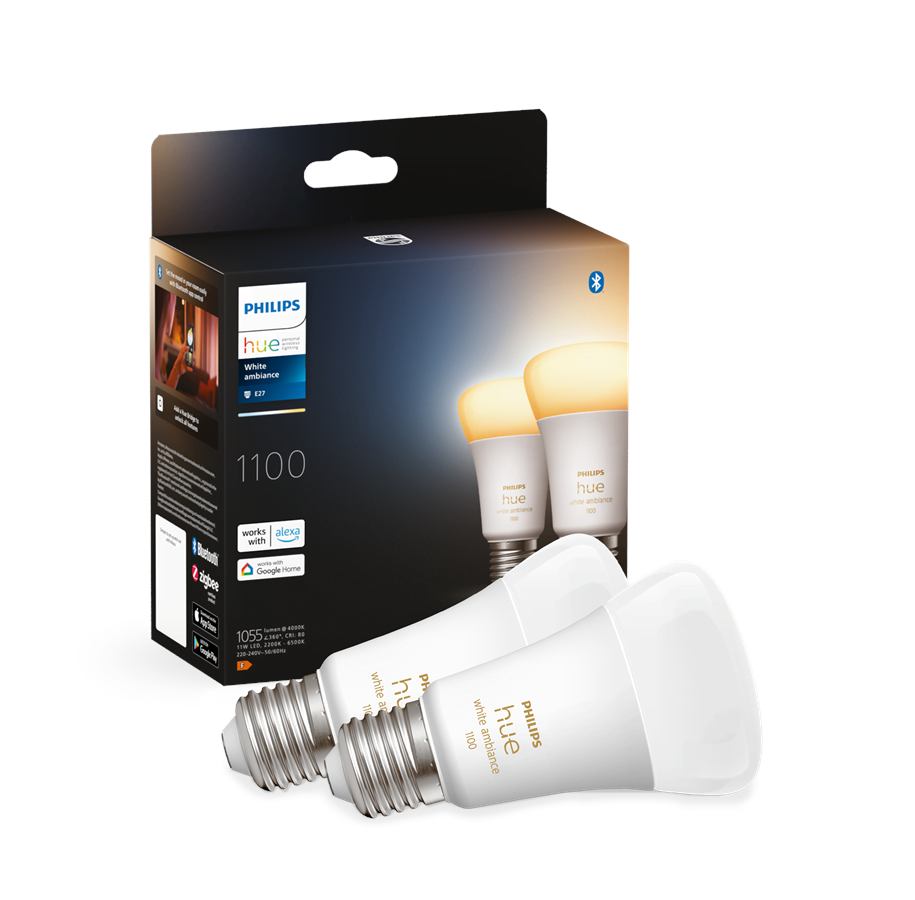 Smart Home - Philips Hue White Ambiance A60 E27 Intelligent pære (2-pak) - 929002468404