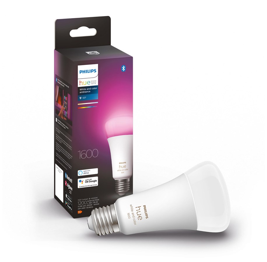 Smart Home - Philips Hue White and color ambiance A67 E27 Ekstra kraftfuld  intelligent pære - 929002471601