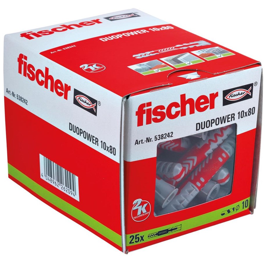 Søm og skruer - Fischer DuoPower 10 x 80 (25 pcs.) - 538242