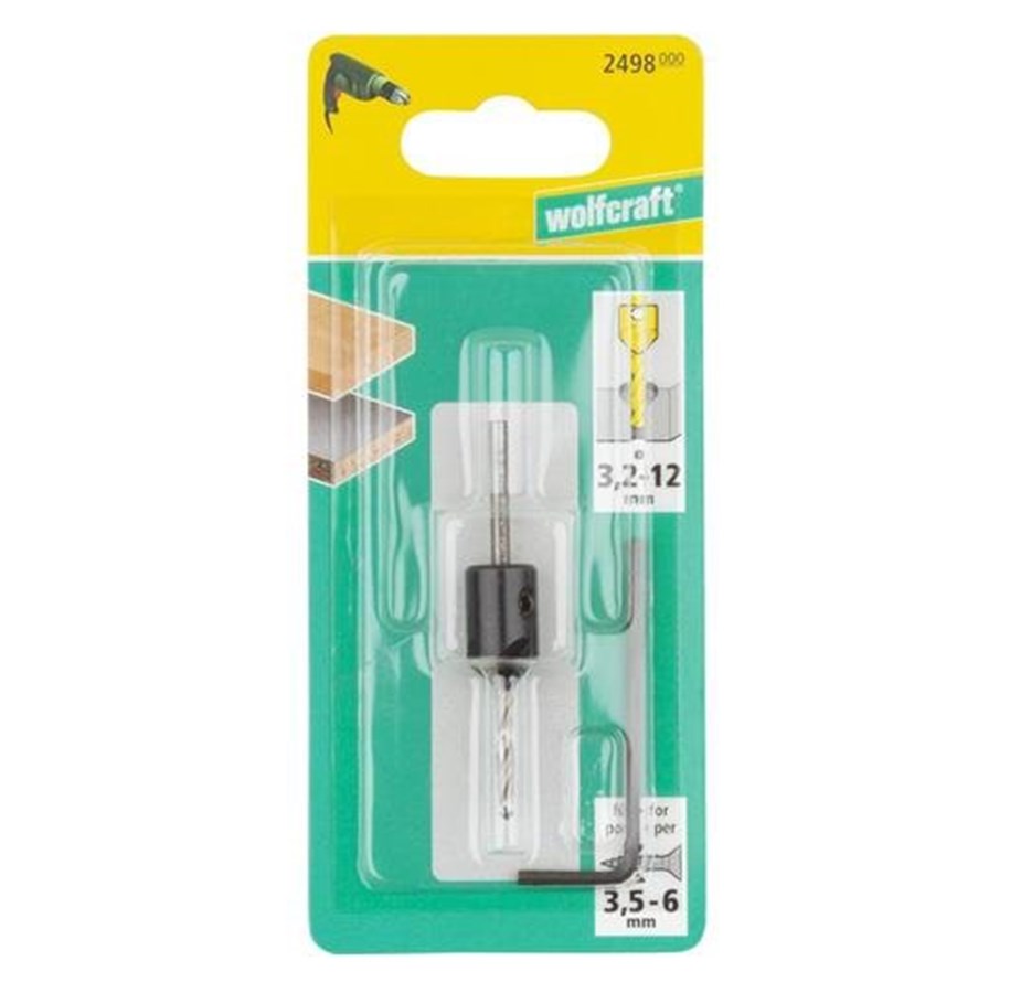 Wolfcraft Screw Starter Drill Bit - 3.2-12mm With Countersink & Adjustable Depth Stop - View #4