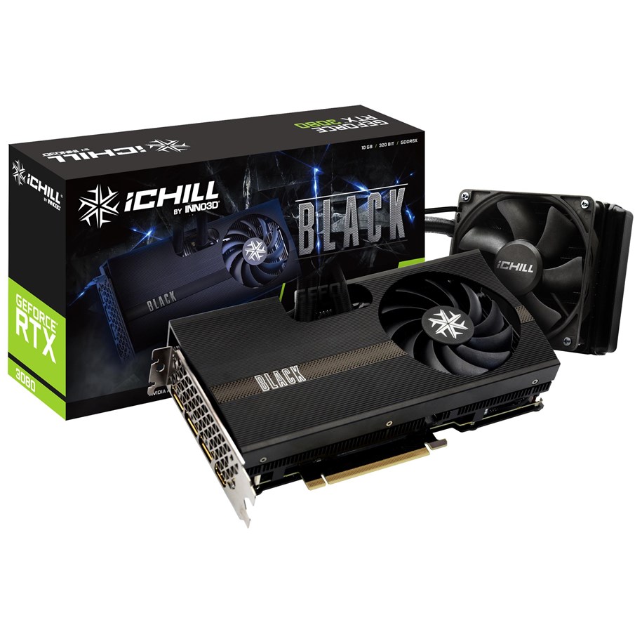 Grafikkort - Inno3D GeForce RTX 3080 iChill Black LHR - 10GB GDDR6X RAM - Grafikkort - C3080B-106XX-1810003H