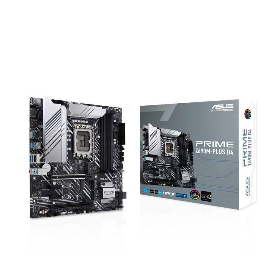 Bundkort - ASUS PRIME Z690M-PLUS D4 Bundkort - Intel Z690 - Intel LGA1700 socket - DDR4 RAM - Micro-ATX - 90MB18Q0-M0EAY0