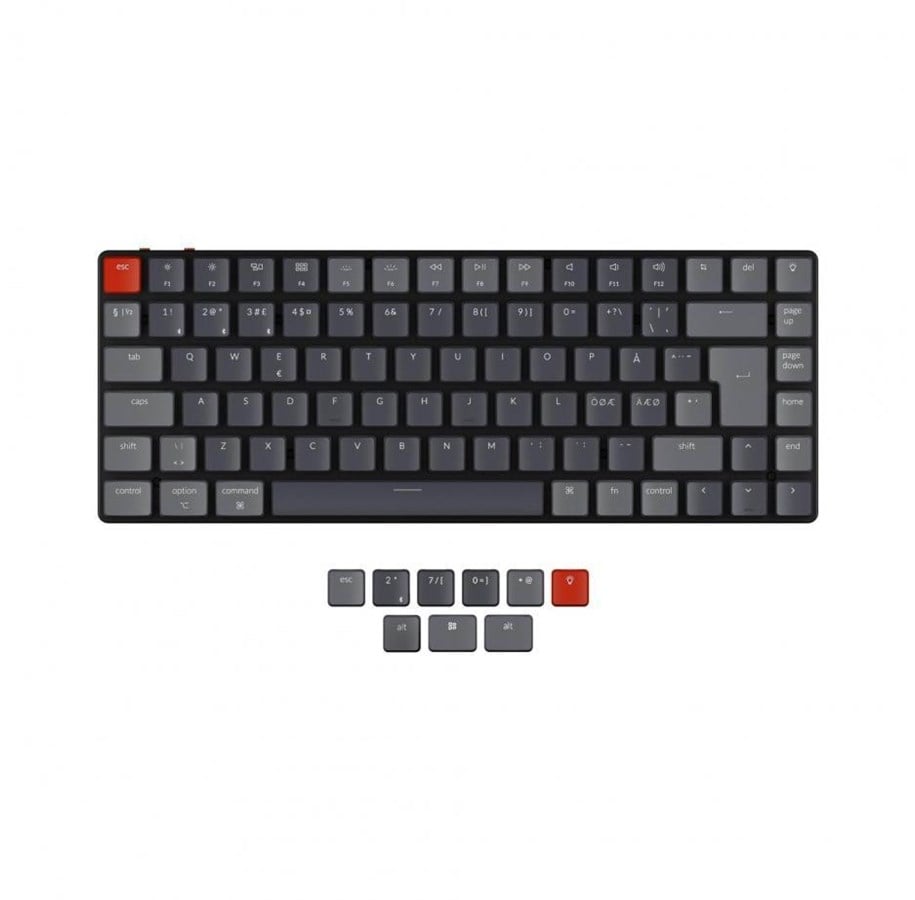 Tastatur - Keychron K3 RGB V2 - Low profile - Optical Brown hot-swappable - Gaming Tastatur - Uden Numpad - Nordisk - Sort - K3-E3-BO
