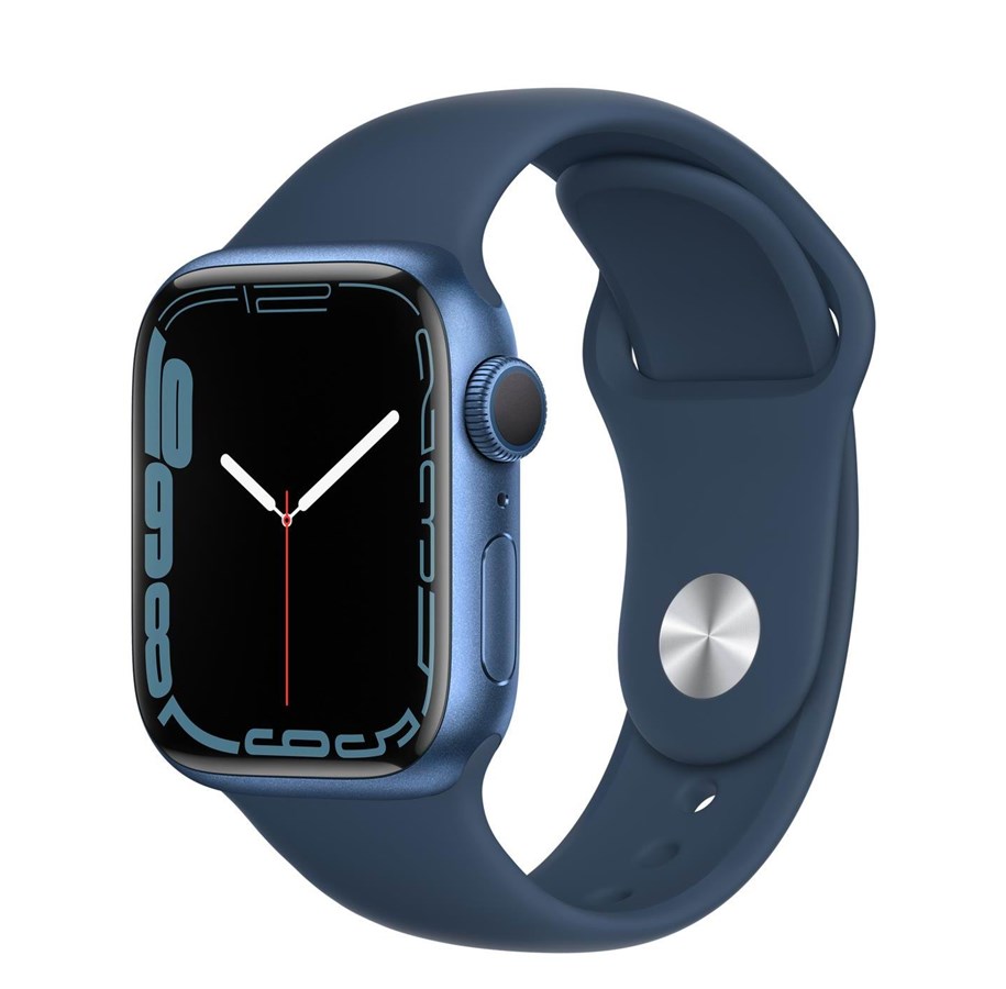 Smartwatch, Sportsur & Aktivitetstracker - Apple Watch Series 7 GPS + Cellular 41mm Blue Aluminium Case with Abyss Blue Sport Band - MKHU3DH/A