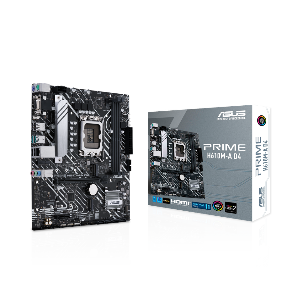 Bundkort - ASUS PRIME H610M-A D4 Bundkort - Intel H610 - Intel LGA1700 - DDR4 RAM - Micro-ATX - 90MB19P0-M0EAY0