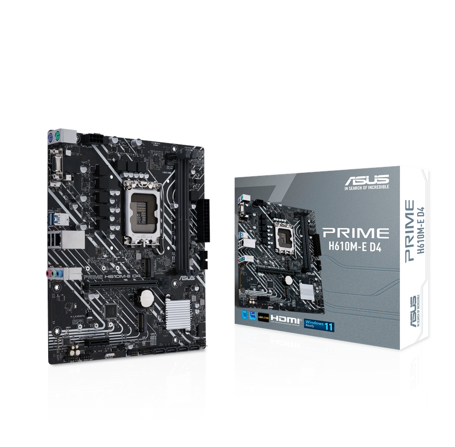 Bundkort - ASUS PRIME H610M-E D4 Bundkort - Intel H610 - Intel LGA1700 - DDR4 RAM - Micro-ATX - 90MB19N0-M0EAY0
