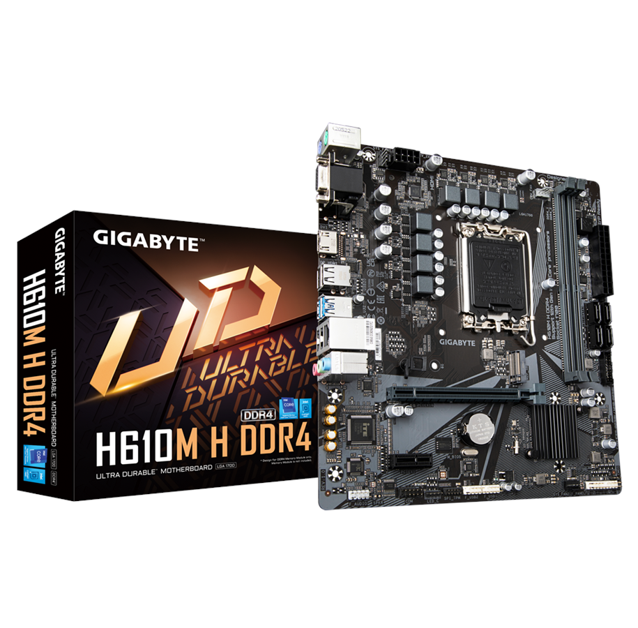Bundkort - GIGABYTE H610M H DDR4 Bundkort - Intel H610 - Intel LGA1700 socket - DDR4 RAM - Micro-ATX - H610M H DDR4