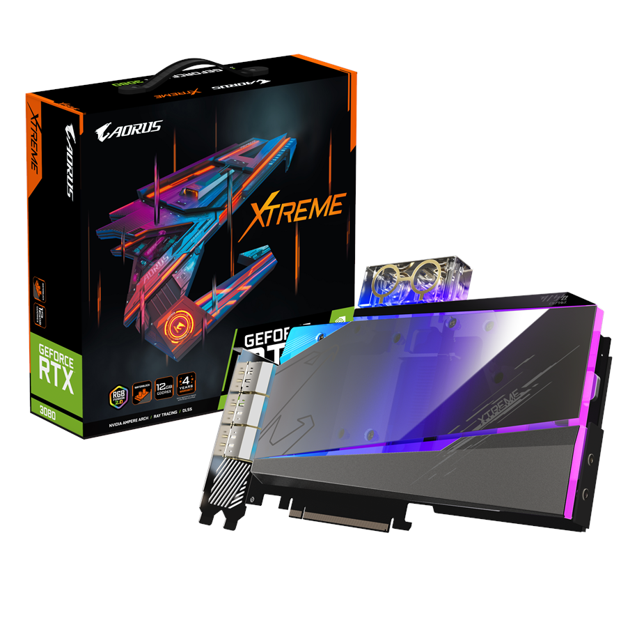 Grafikkort - GIGABYTE GeForce RTX 3080 AORUS WaterForce WB LHR - 12GB GDDR6X RAM - Grafikkort - GV-N3080AORUSX WB-12GD