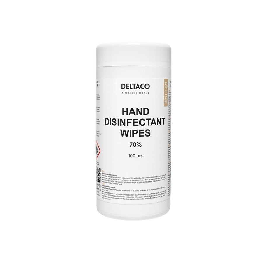 Systemtilbehør (kølepasta mv.) - Deltaco Hand disinfectant wet wipes 100 pc - CK1036