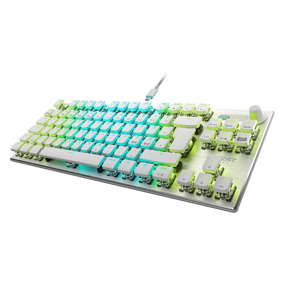 Tastatur - ROCCAT Vulcan TKL Pro White - Linear Red Switch - ND - Gaming Tastatur - Nordisk - Hvid - ROC-12-645