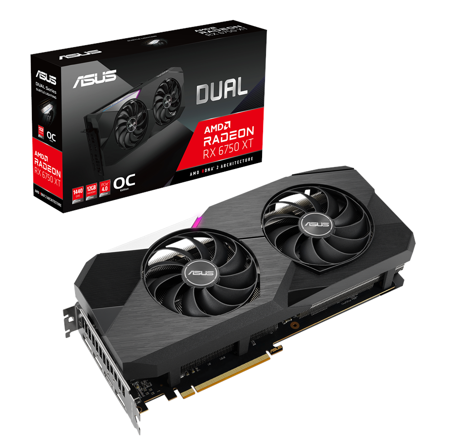 Grafikkort - ASUS Radeon RX 6750 XT DUAL OC - 12GB GDDR6 RAM - Grafikkort - 90YV0HK0-M0NA00