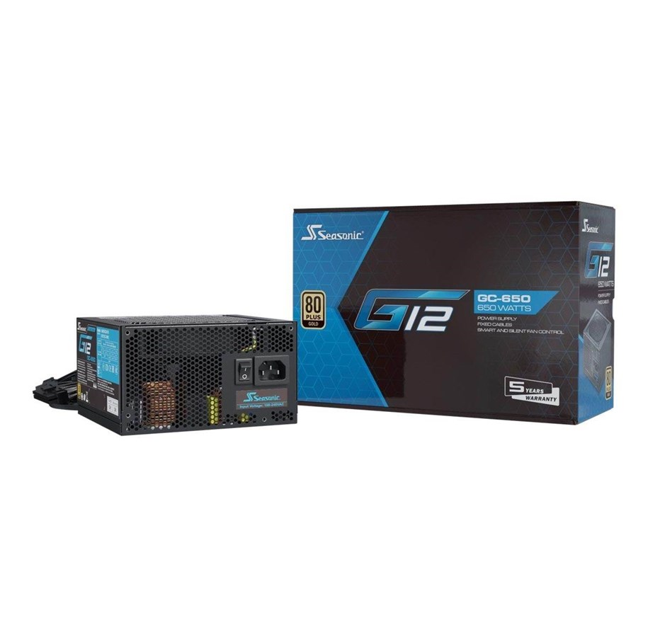 Strømforsyning - Seasonic G12 GC-650 Strømforsyning - 650 Watt - 120 mm - ATX - 80 Plus Gold certified - G12-GC-650