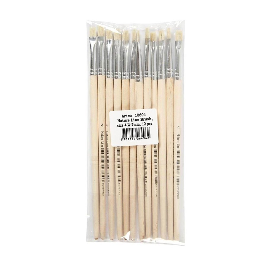 Hobby artikler - Creativ Company Wooden brushes No. 4 short handle 12pcs. - 10604