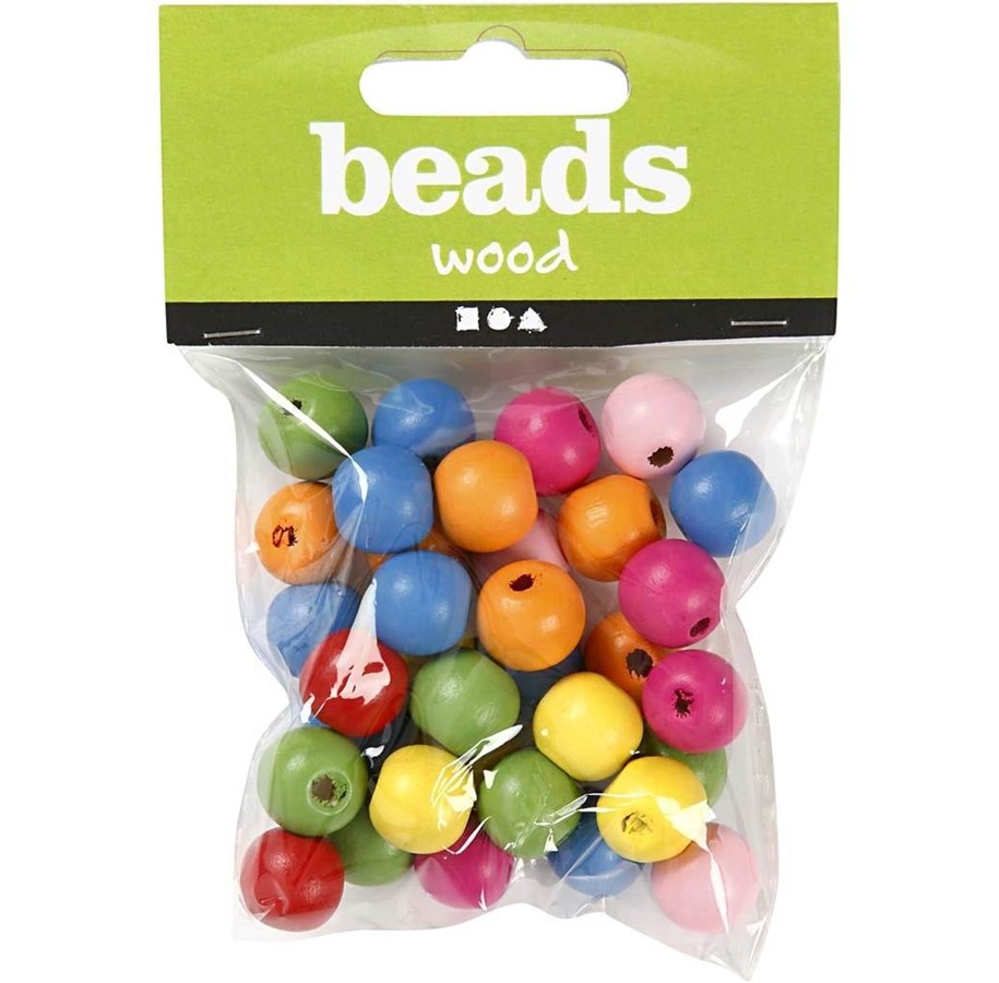 Kreativt Legetøj - Creativ Company Wooden Beads Mix 12mm 22gr - 571241