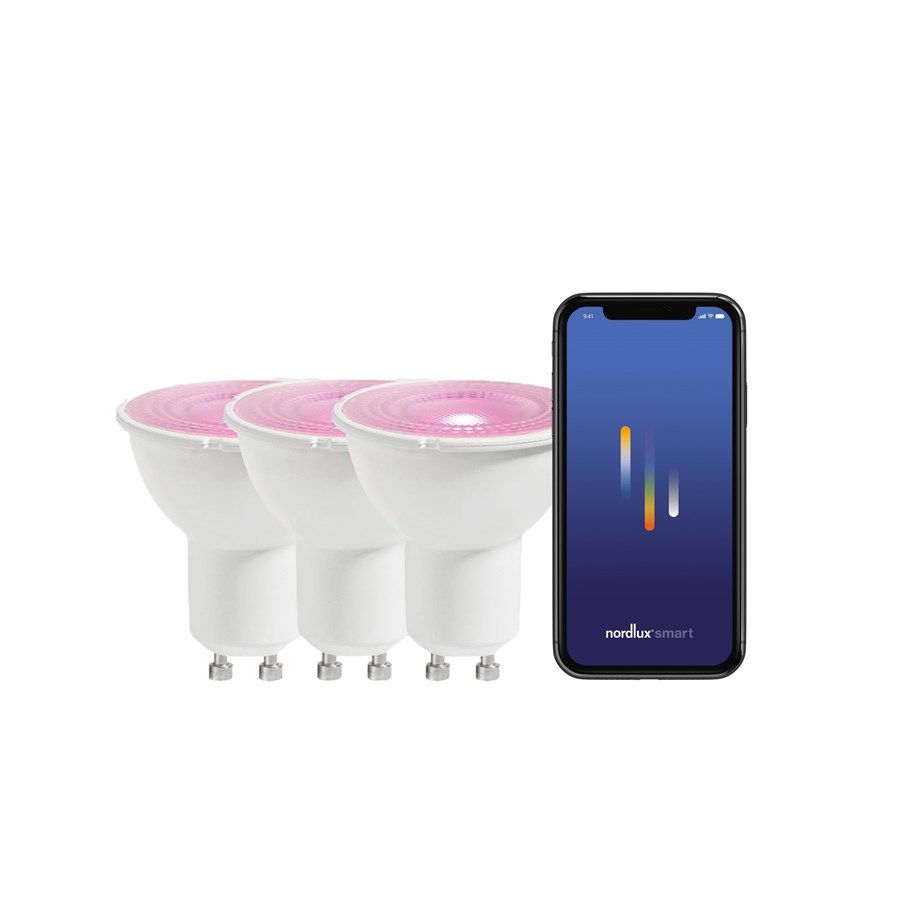Smart Home - Nordlux Smart GU10 Pære, 2200-6500K+RGB, Hvid - 3-pak - 2270061000