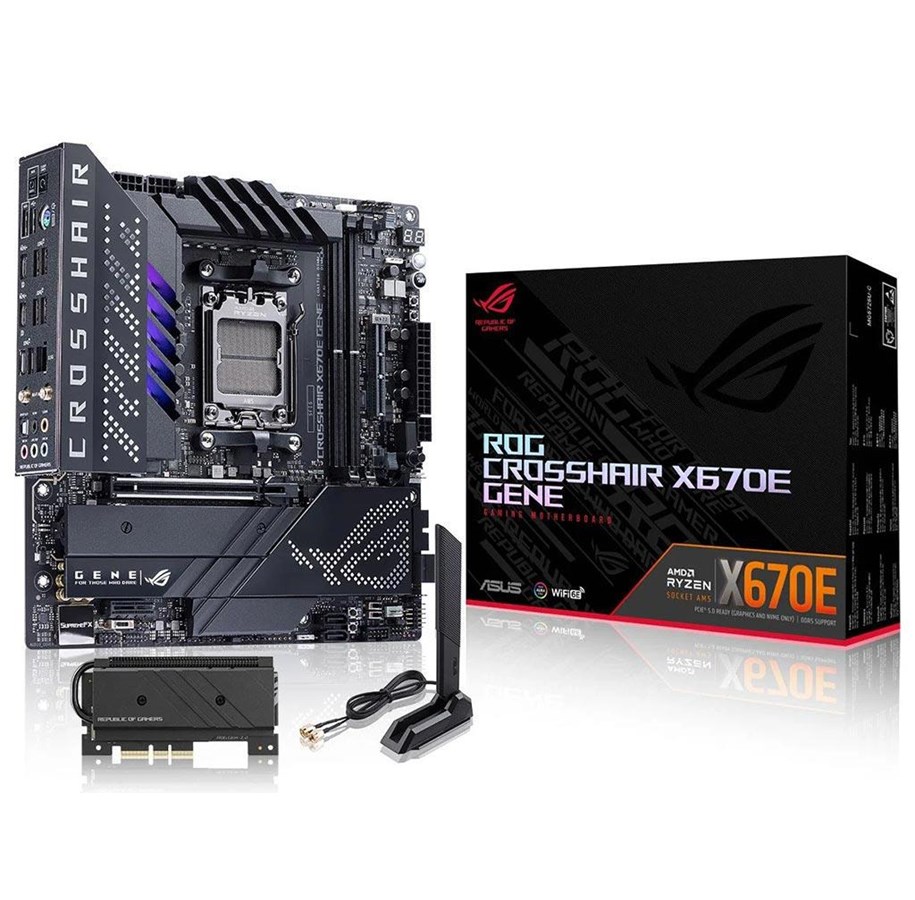 Bundkort - ASUS ROG CROSSHAIR X670E GENE Bundkort - AMD X670 - AMD AM5 - DDR5 RAM - Micro-ATX - 90MB1B80-M0EAY0