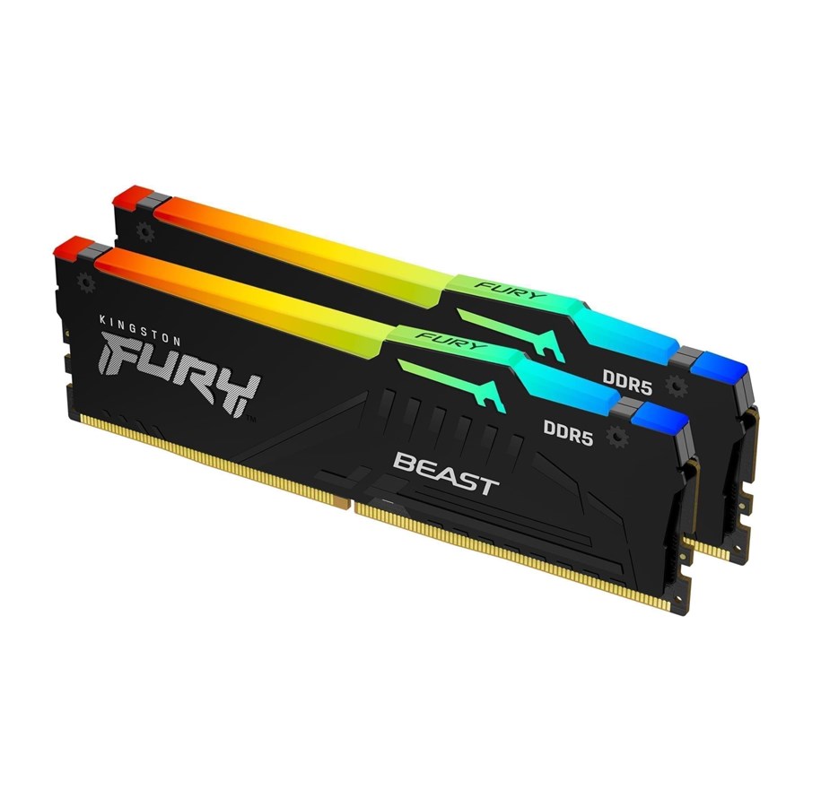 RAM - Kingston FURY Beast RGB DDR5-6000 - 32GB - CL36 - Dual Channel (2 pcs) - AMD EXPO - Sort med RGB - KF560C36BBEAK2-32