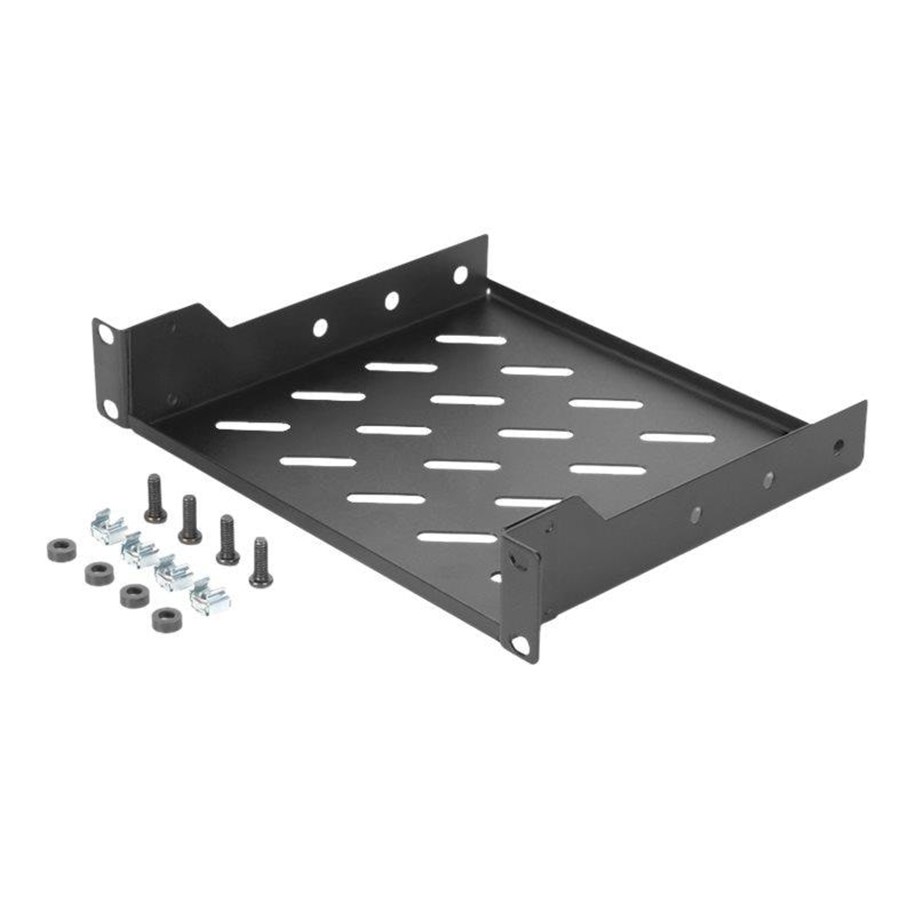 Étagère Réseau DIGITUS 1U 254mm - Pour Armoire 10 Pouces, Profondeur 200mm, Acier Perforé Noir (Max 25kg)