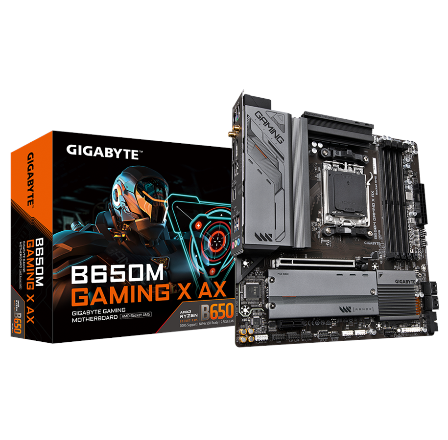 Bundkort - GIGABYTE B650M GAMING X AX Bundkort - AMD B650 - AMD AM5 socket - DDR5 RAM - Micro-ATX - B650M GAMING X AX