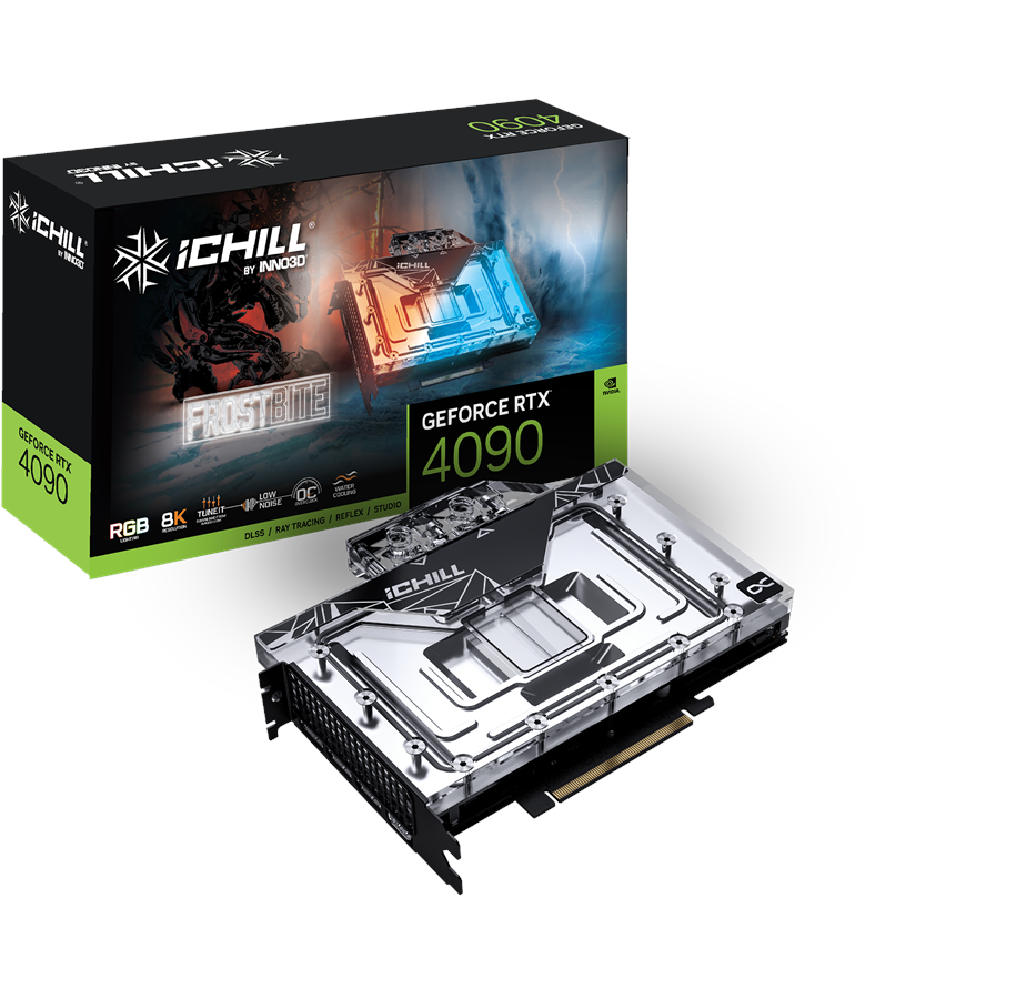 Grafikkort - Inno3D GeForce RTX 4090 iCHILL Frostbite - 24GB GDDR6X RAM - Grafikkort - C4090-246XX-1833FB