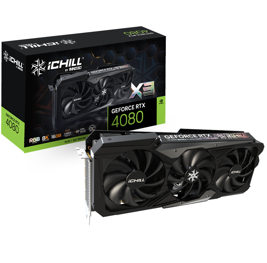 Grafikkort - Inno3D GeForce RTX 4080 iCHILL X3 - 16GB GDDR6X RAM - Grafikkort - C40803-166XX-187049H