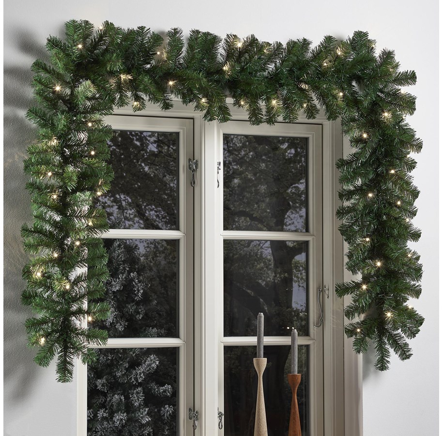 Boligindretning - NORDIC WINTER Kunstig granguirlande 270 cm med lys - 780-012